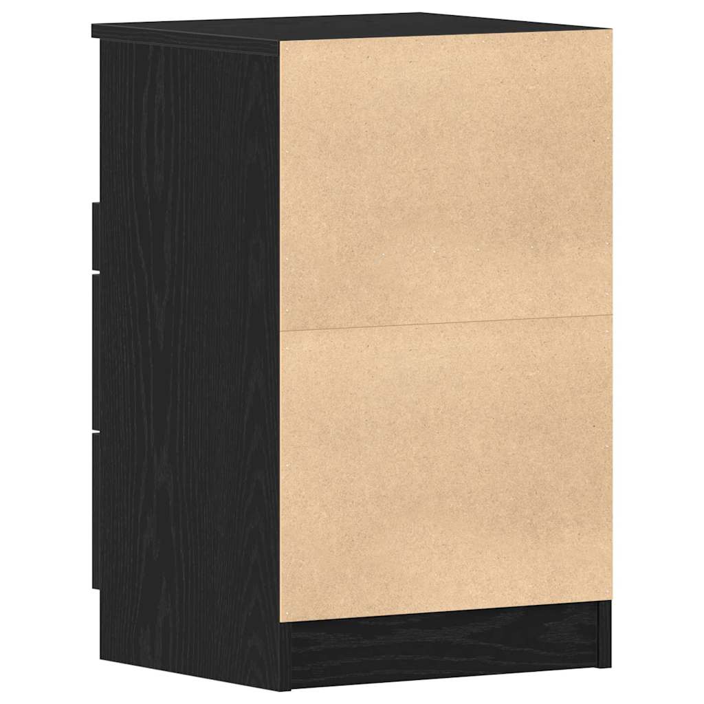 Nachtkastje 2 pcs Zwart Eiken 40 x 35 x 65 cm Bewerkt hout is nu te koop bij PeponiXL, paradijselijk wonen!