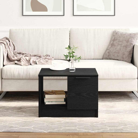 Salontafel with Drawer Zwart eiken 50 x 50 x 36 cm Bewerkt hout is nu te koop bij PeponiXL, paradijselijk wonen!