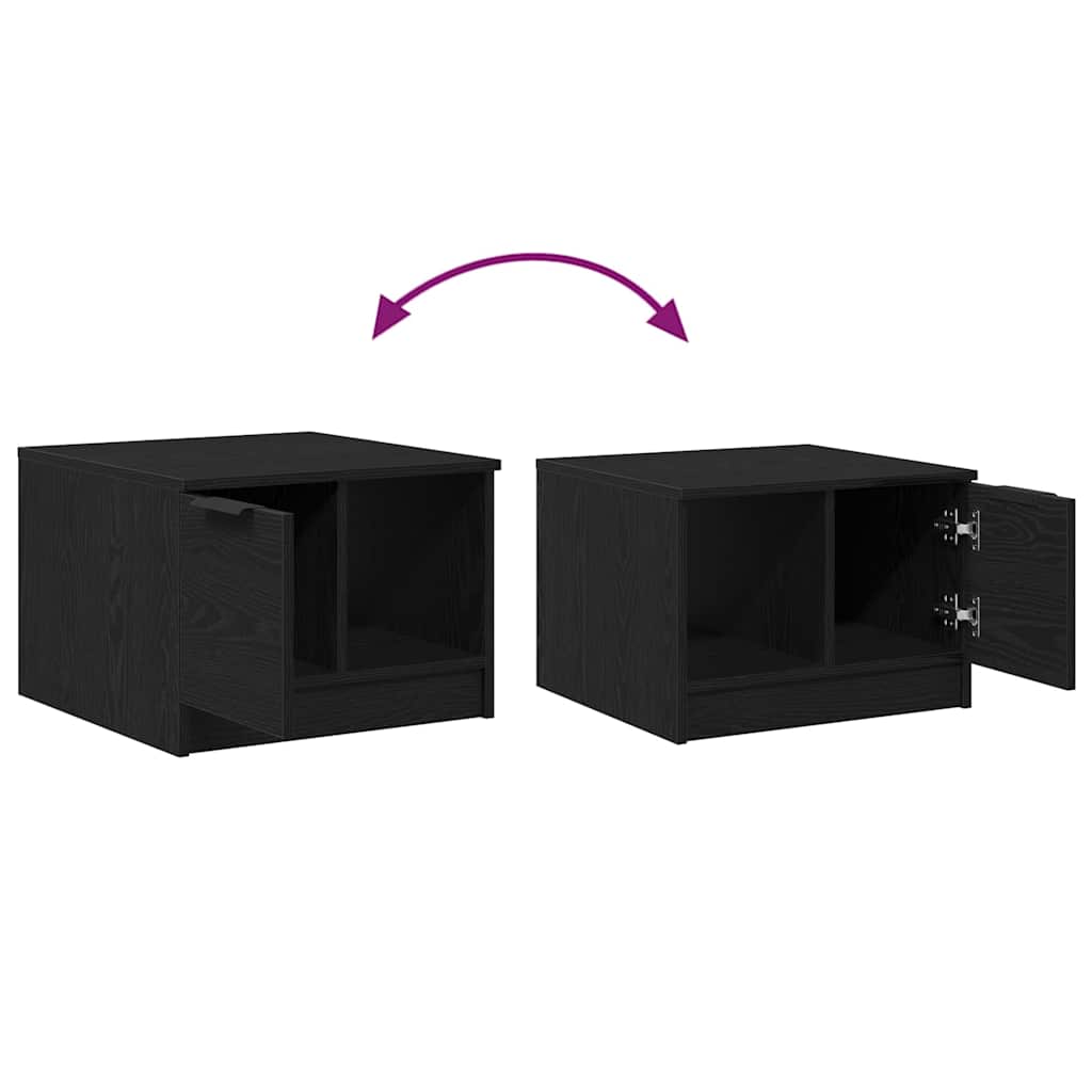 Salontafel with Drawer Zwart eiken 50 x 50 x 36 cm Bewerkt hout is nu te koop bij PeponiXL, paradijselijk wonen!