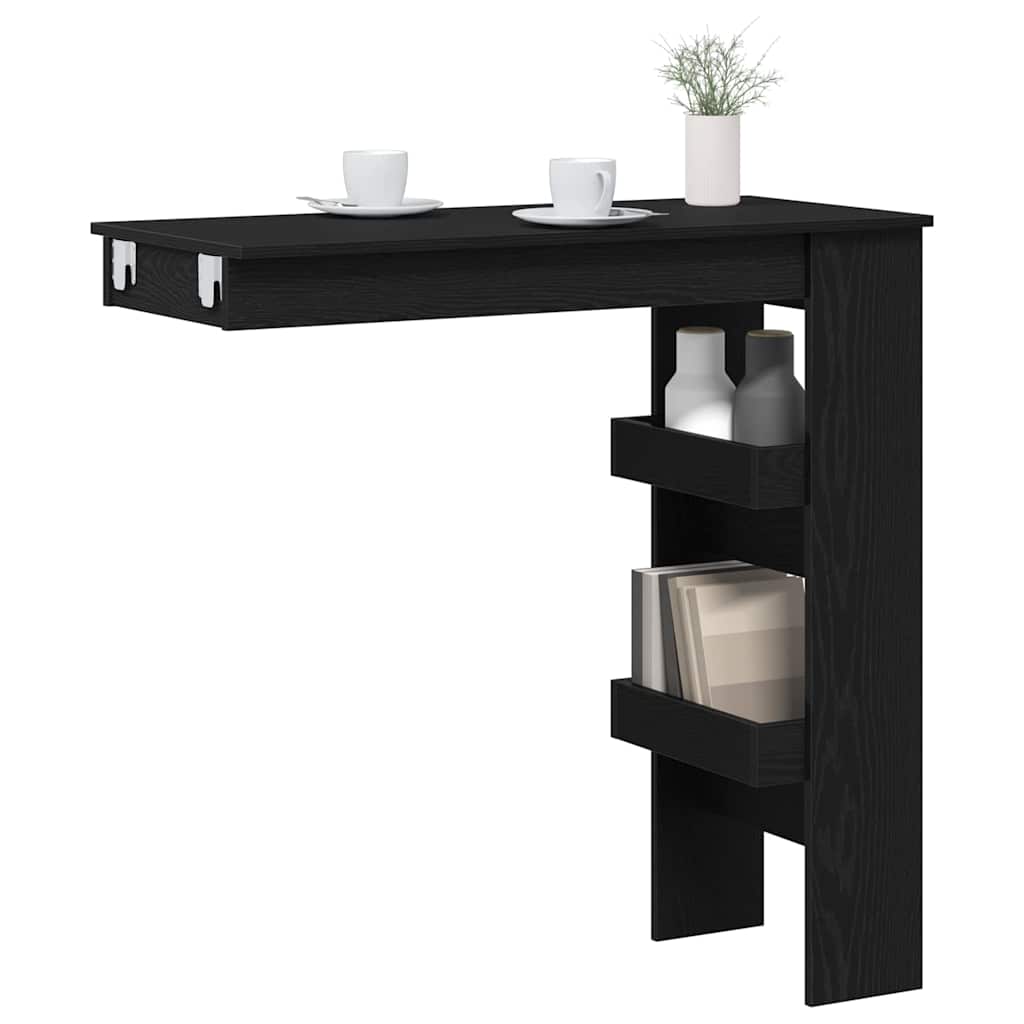 Wandbar Tafel Zwart Eiken 102 x 45 x 103,5 cm Bewerkt hout is nu te koop bij PeponiXL, paradijselijk wonen!