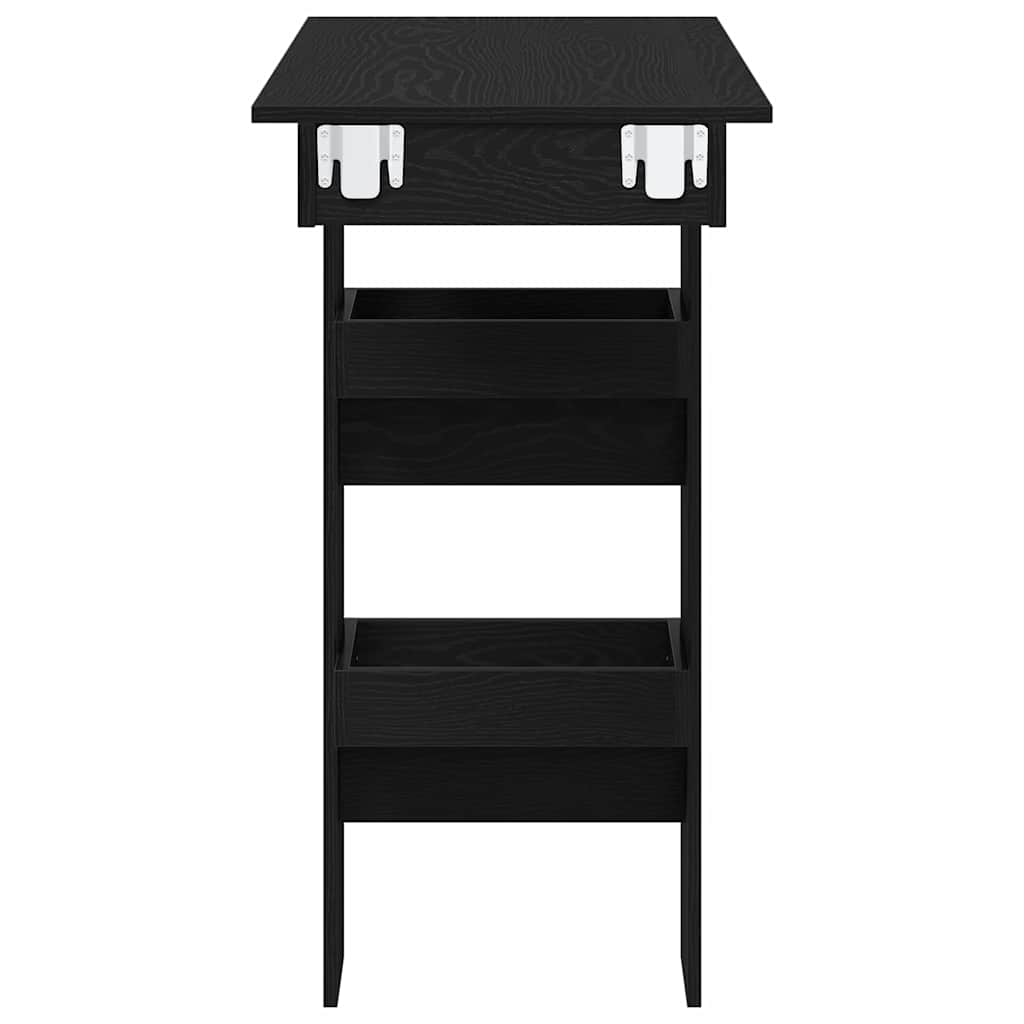 Wandbar Tafel Zwart Eiken 102 x 45 x 103,5 cm Bewerkt hout is nu te koop bij PeponiXL, paradijselijk wonen!