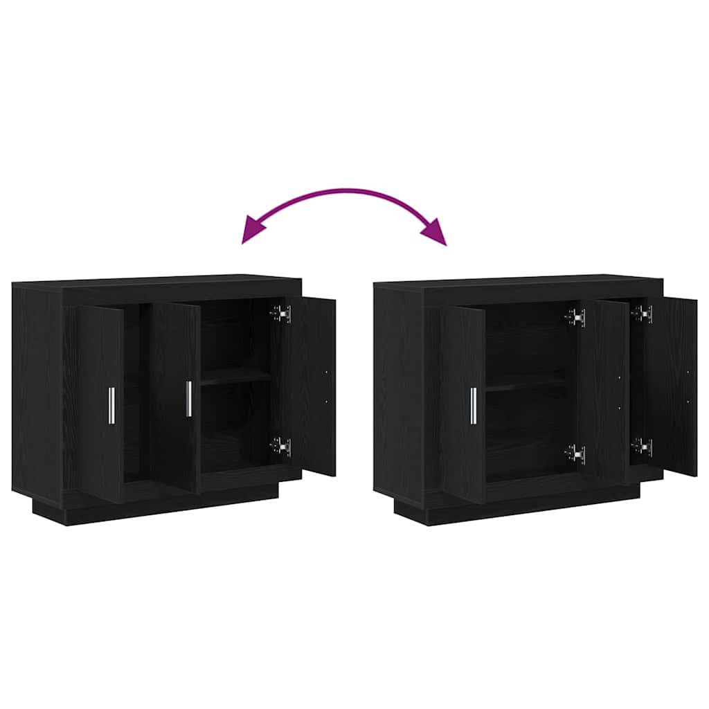 Dressoir Zwart Eiken 92 x 35 x 75 cm Bewerkt hout is nu te koop bij PeponiXL, paradijselijk wonen!