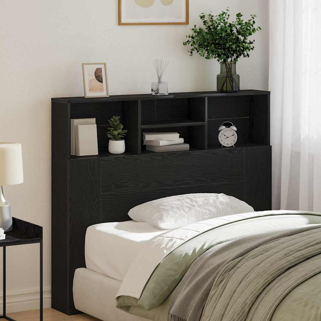 Hoofdeinde kas Zwart Eiken 120 x 19 x 103,5 cm Bewerkt hout is nu te koop bij PeponiXL, paradijselijk wonen!