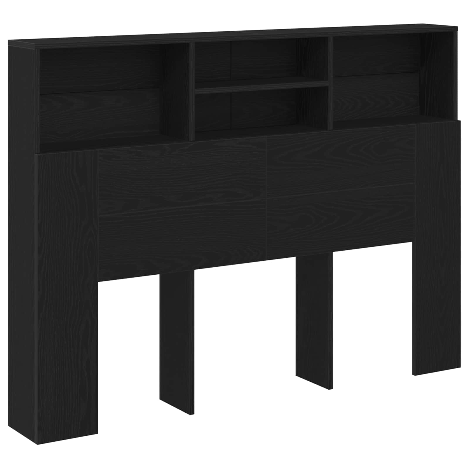 Hoofdeinde kas Zwart Eiken 140 x 19 x 103,5 cm Bewerkt hout is nu te koop bij PeponiXL, paradijselijk wonen!