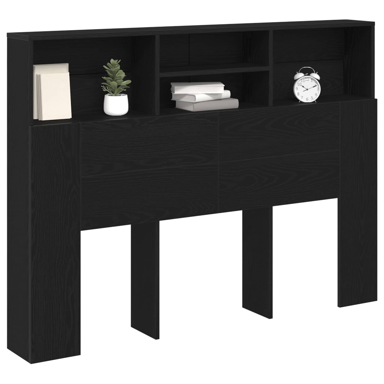 Hoofdeinde kas Zwart Eiken 140 x 19 x 103,5 cm Bewerkt hout is nu te koop bij PeponiXL, paradijselijk wonen!