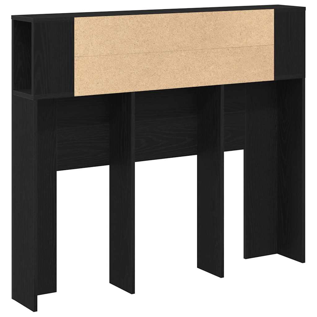 Hoofdeinde kas Zwart Eiken 120 x 18.5 x 102.5 cm Bewerkt hout is nu te koop bij PeponiXL, paradijselijk wonen!