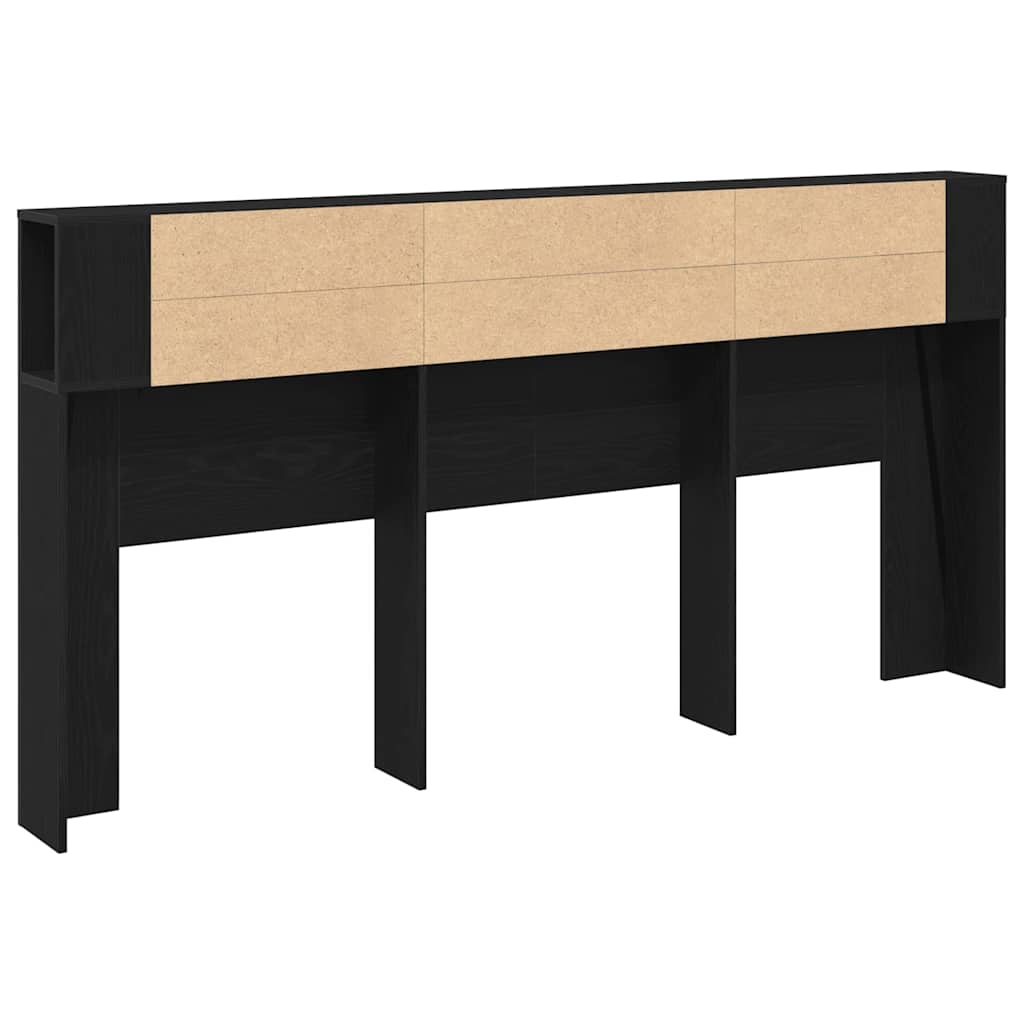 Hoofdeinde kas Zwart Eiken 200 x 18,5 x 102,5 cm Bewerkt hout is nu te koop bij PeponiXL, paradijselijk wonen!