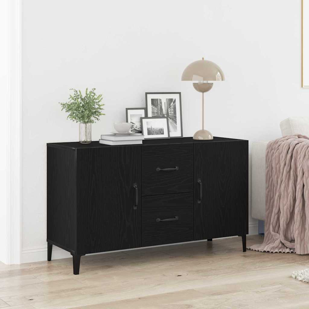 Dressoir met lade Zwart Eiken 100 x 36 x 60 cm Bewerkt hout is nu te koop bij PeponiXL, paradijselijk wonen!