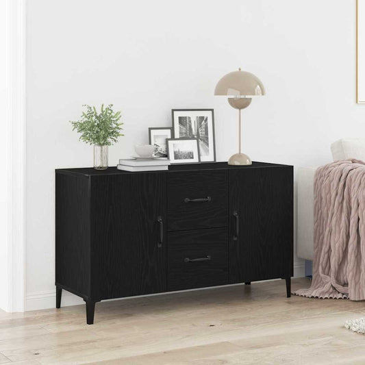 Dressoir met lade Zwart Eiken 100 x 36 x 60 cm Bewerkt hout is nu te koop bij PeponiXL, paradijselijk wonen!