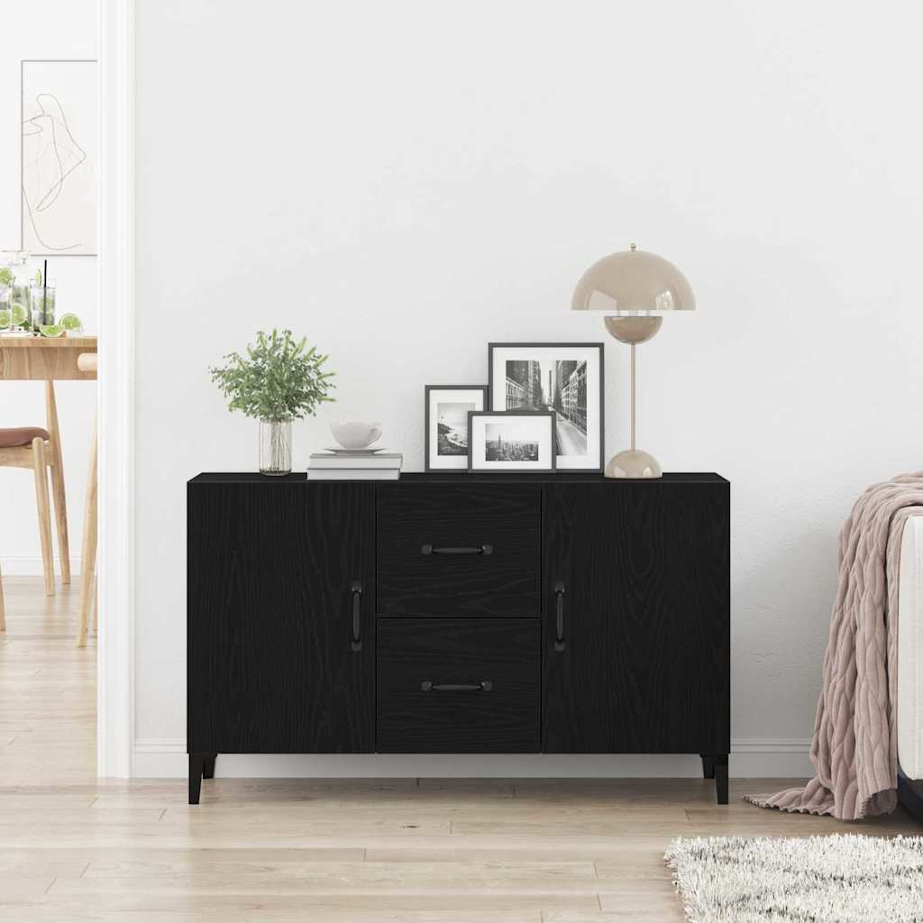 Dressoir met lade Zwart Eiken 100 x 36 x 60 cm Bewerkt hout is nu te koop bij PeponiXL, paradijselijk wonen!