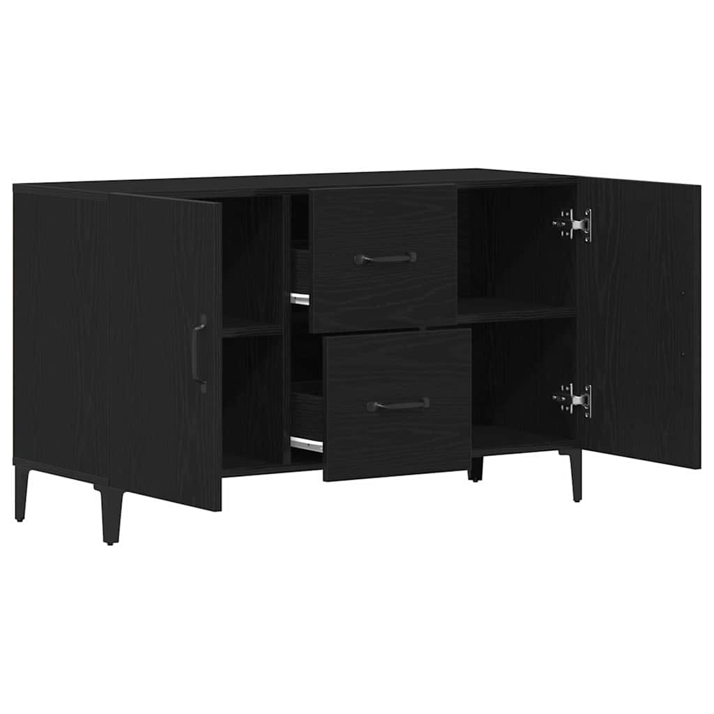 Dressoir met lade Zwart Eiken 100 x 36 x 60 cm Bewerkt hout is nu te koop bij PeponiXL, paradijselijk wonen!