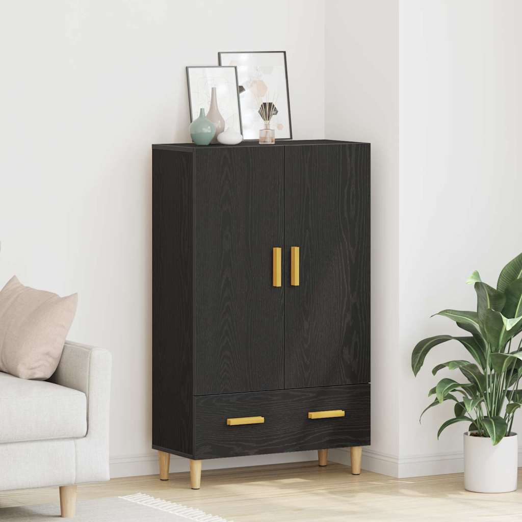 Highboard met lade Zwart Eiken 70 x 31 x 115 cm Bewerkt hout is nu te koop bij PeponiXL, paradijselijk wonen!