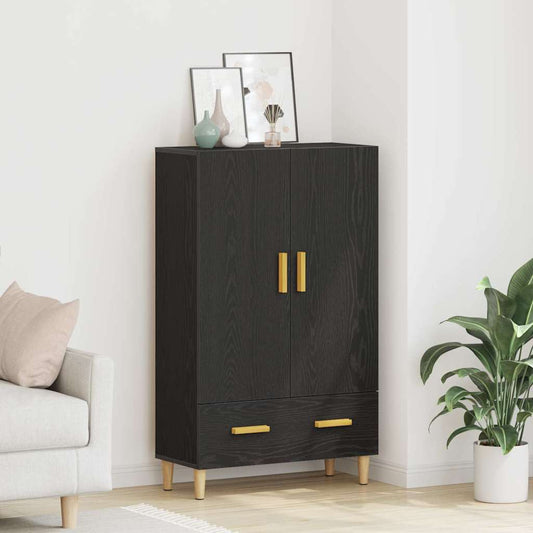 Highboard met lade Zwart Eiken 70 x 31 x 115 cm Bewerkt hout is nu te koop bij PeponiXL, paradijselijk wonen!