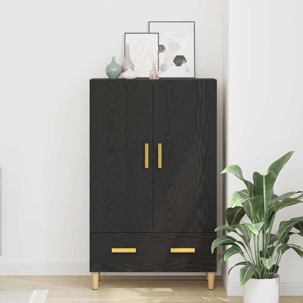 Highboard met lade Zwart Eiken 70 x 31 x 115 cm Bewerkt hout is nu te koop bij PeponiXL, paradijselijk wonen!