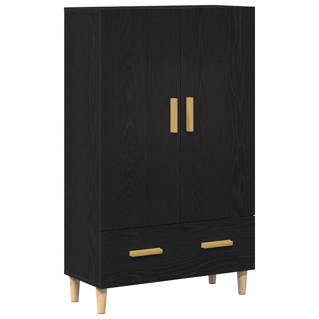 Highboard met lade Zwart Eiken 70 x 31 x 115 cm Bewerkt hout is nu te koop bij PeponiXL, paradijselijk wonen!