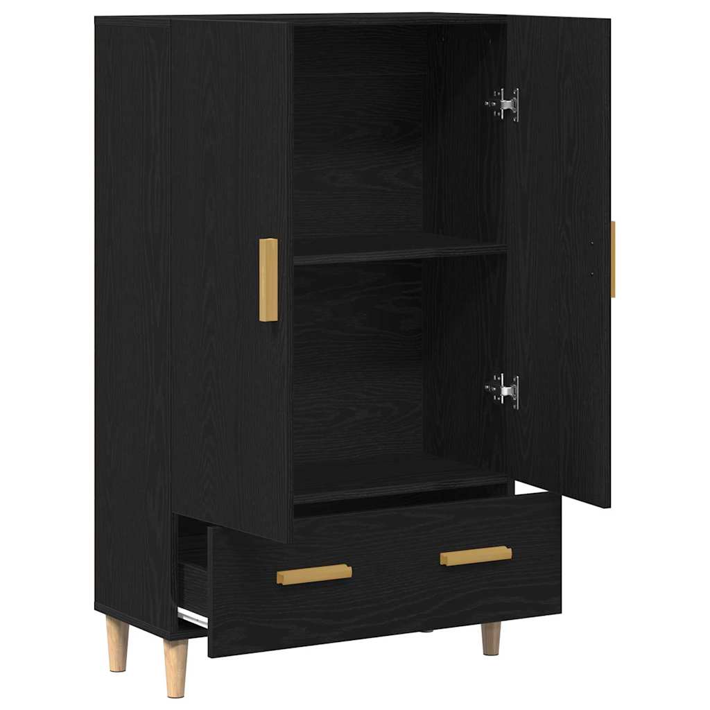 Highboard met lade Zwart Eiken 70 x 31 x 115 cm Bewerkt hout is nu te koop bij PeponiXL, paradijselijk wonen!