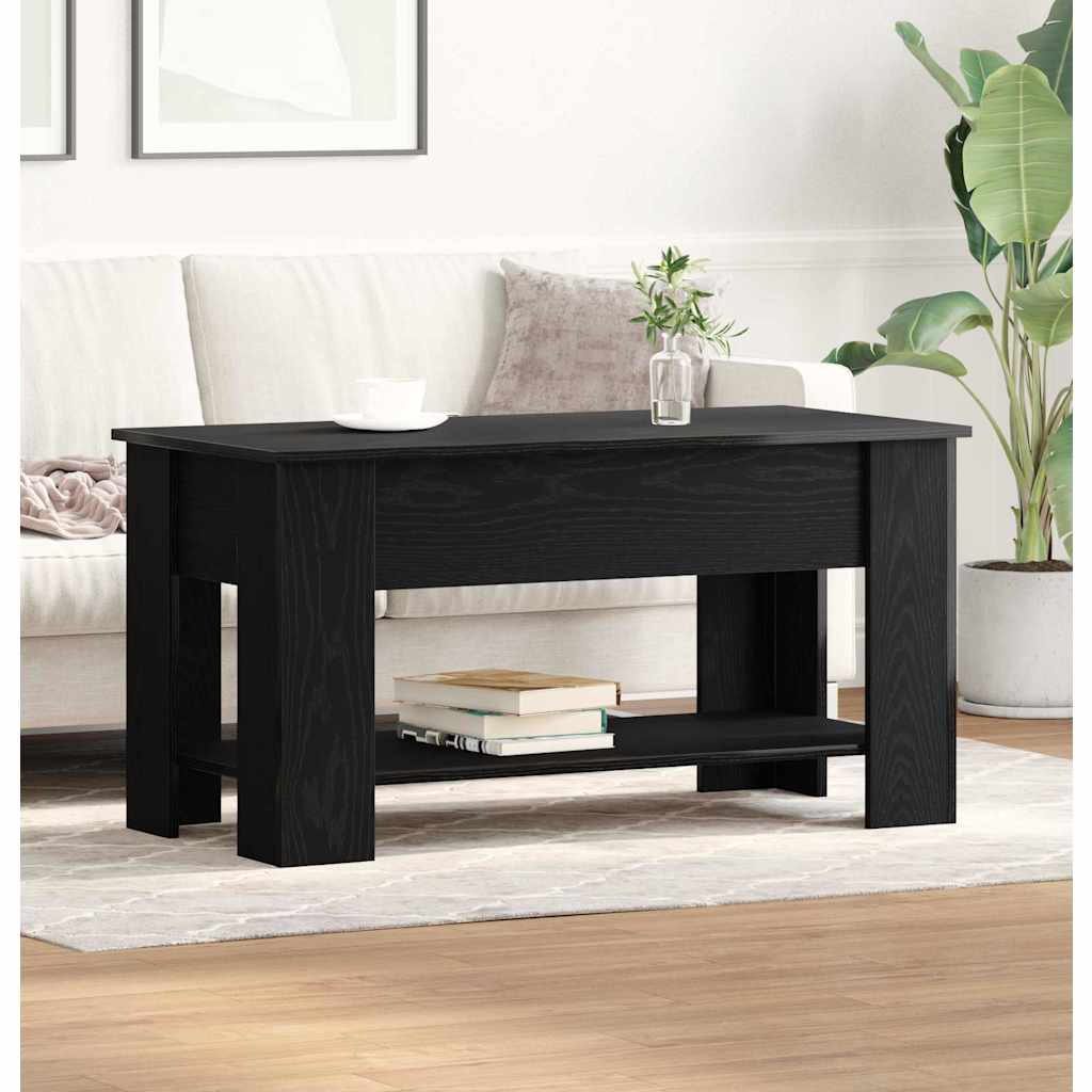 Salontafel Zwart eiken 101 x 49 x 52 cm Bewerkt hout is nu te koop bij PeponiXL, paradijselijk wonen!