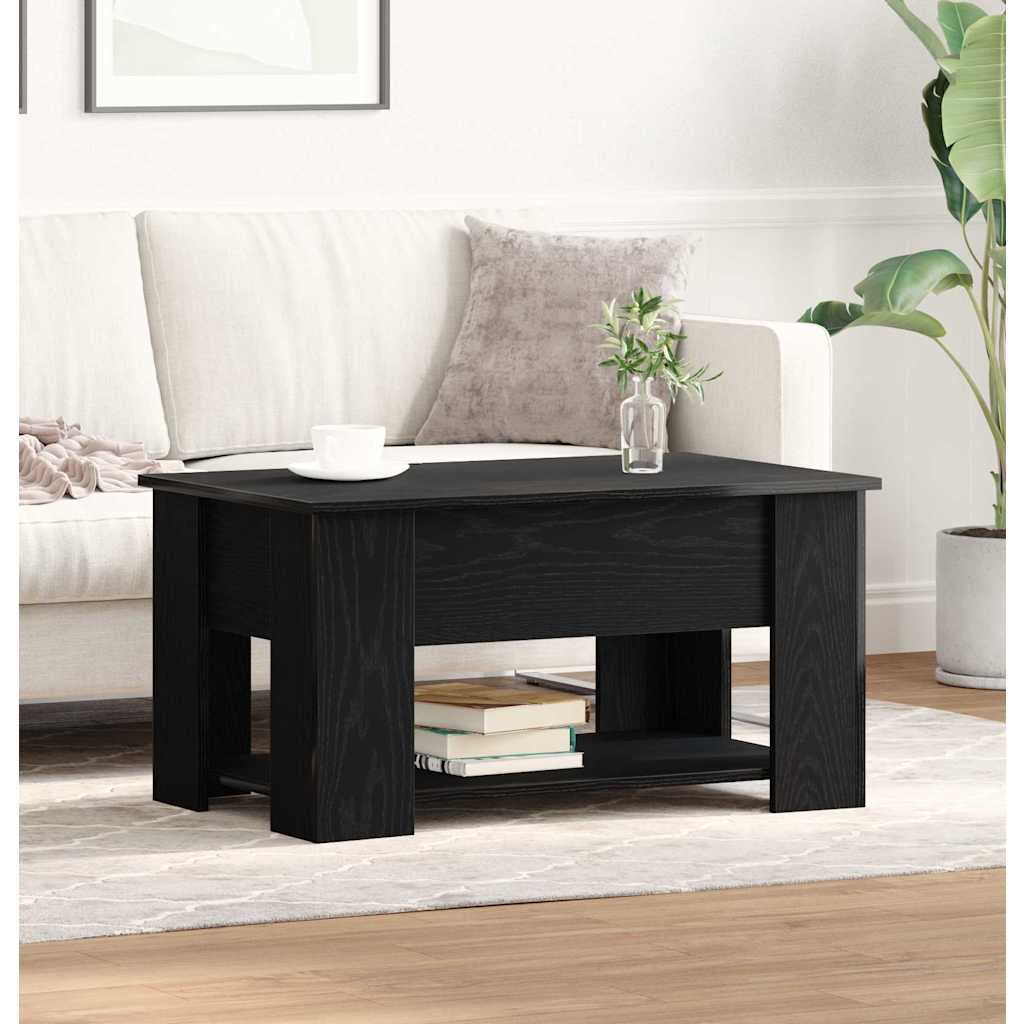 Salontafel Zwart Eiken 79 x 49 x 41 cm Bewerkt hout is nu te koop bij PeponiXL, paradijselijk wonen!