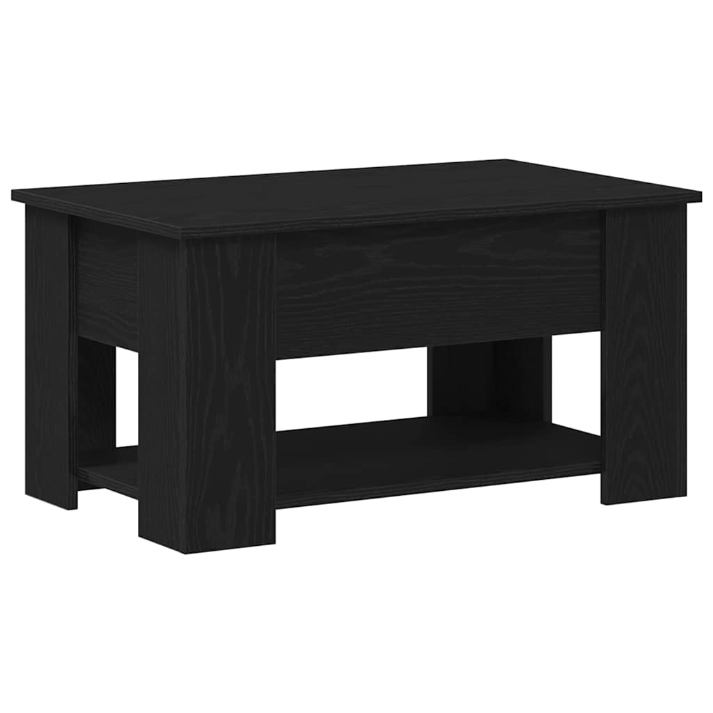 Salontafel Zwart Eiken 79 x 49 x 41 cm Bewerkt hout is nu te koop bij PeponiXL, paradijselijk wonen!