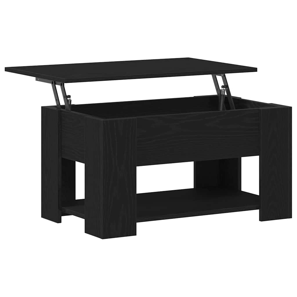 Salontafel Zwart Eiken 79 x 49 x 41 cm Bewerkt hout is nu te koop bij PeponiXL, paradijselijk wonen!