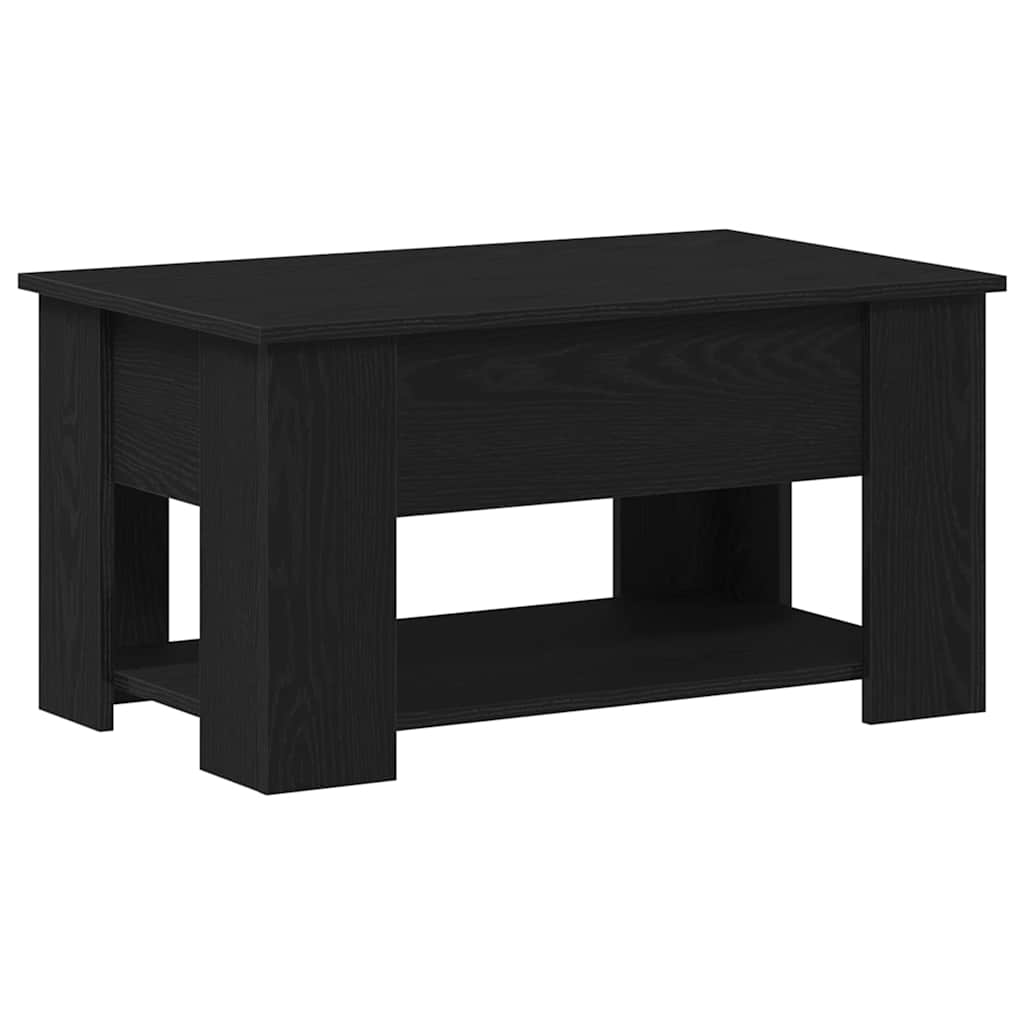 Salontafel Zwart Eiken 79 x 49 x 41 cm Bewerkt hout is nu te koop bij PeponiXL, paradijselijk wonen!