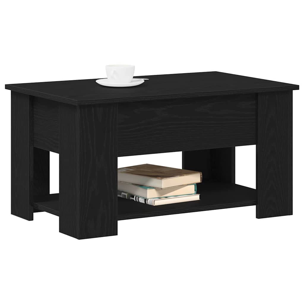 Salontafel Zwart Eiken 79 x 49 x 41 cm Bewerkt hout is nu te koop bij PeponiXL, paradijselijk wonen!