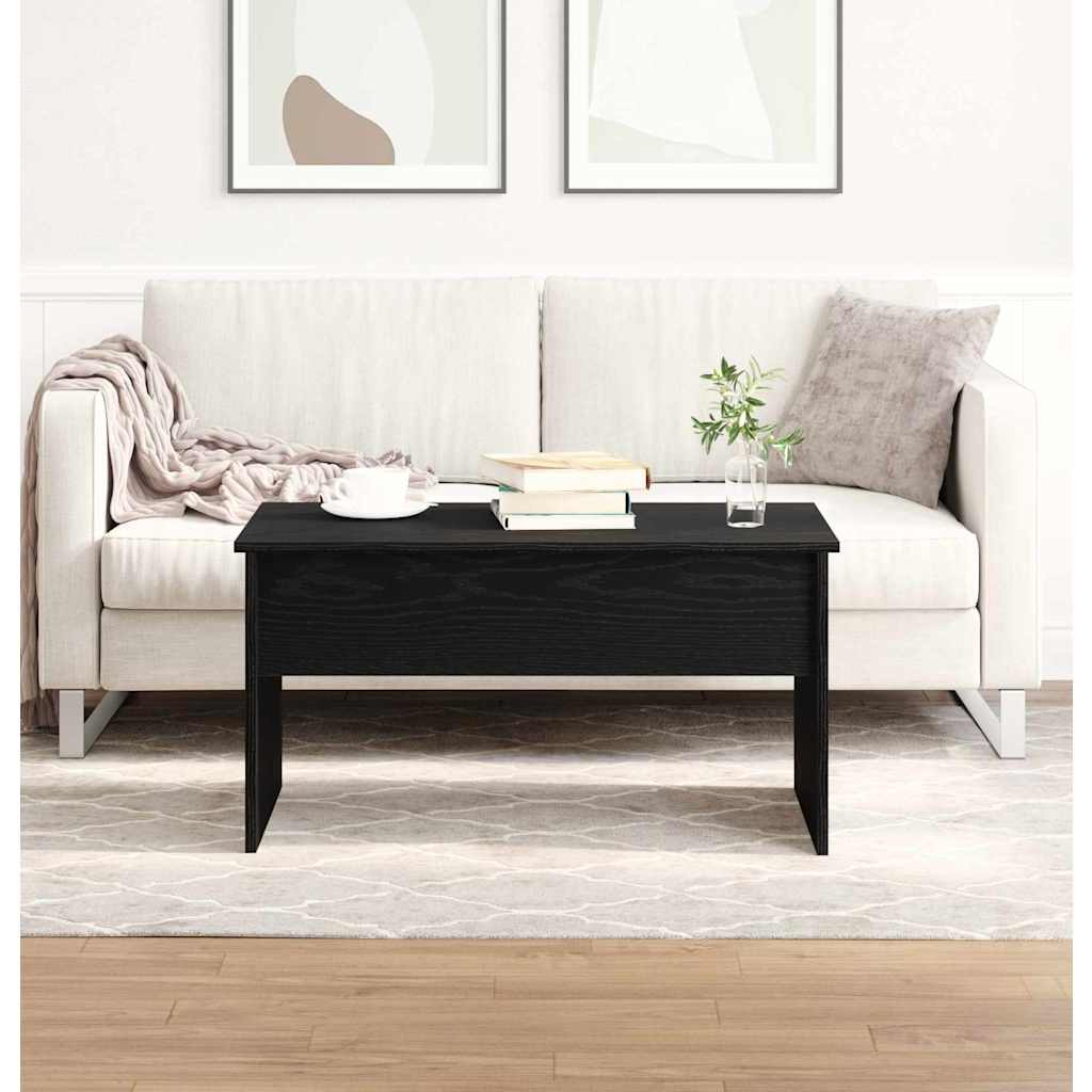 Salontafel Zwart Eiken 80 x 50,5 x 41,5 cm Bewerkt hout is nu te koop bij PeponiXL, paradijselijk wonen!