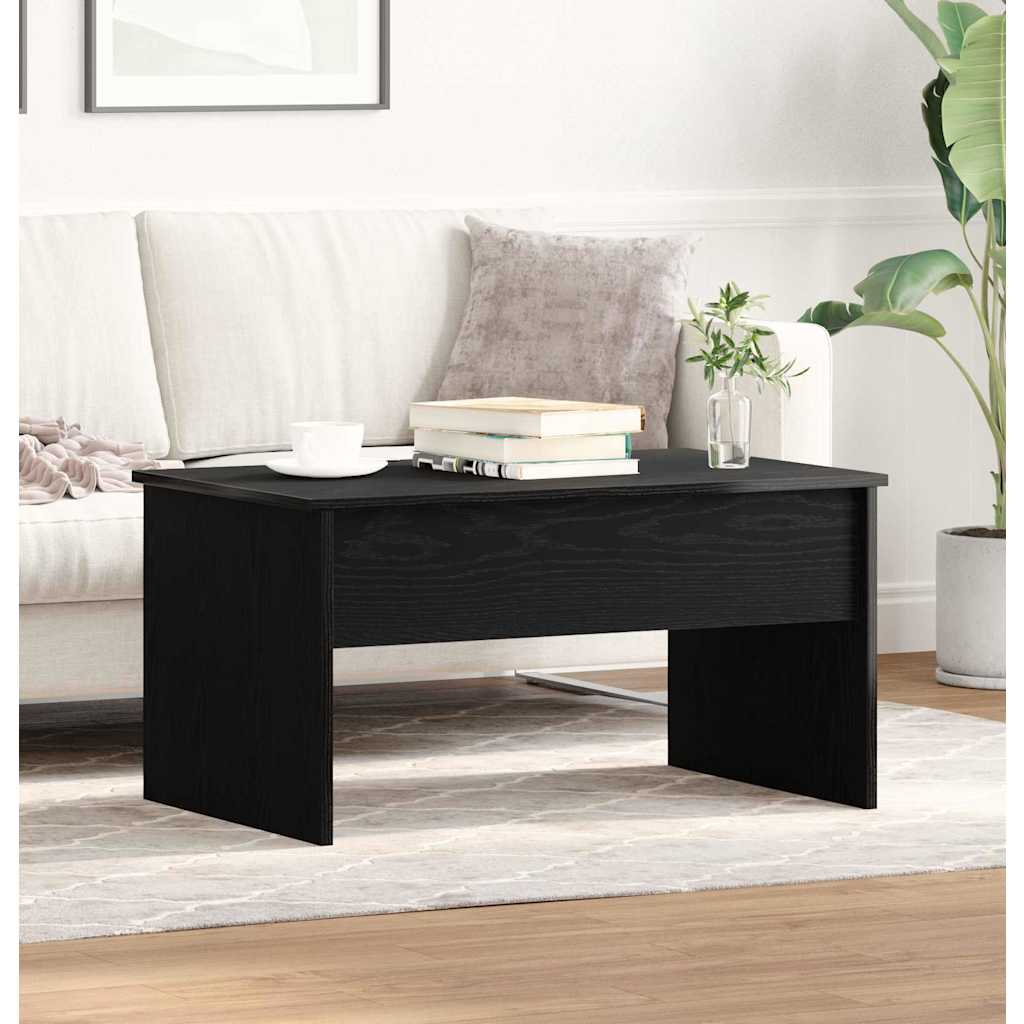 Salontafel Zwart Eiken 80 x 50,5 x 41,5 cm Bewerkt hout is nu te koop bij PeponiXL, paradijselijk wonen!