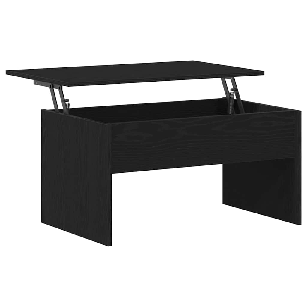 Salontafel Zwart Eiken 80 x 50,5 x 41,5 cm Bewerkt hout is nu te koop bij PeponiXL, paradijselijk wonen!