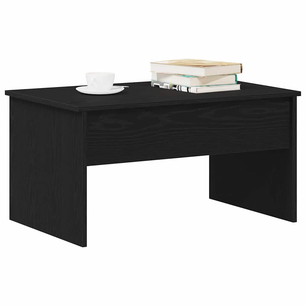 Salontafel Zwart Eiken 80 x 50,5 x 41,5 cm Bewerkt hout is nu te koop bij PeponiXL, paradijselijk wonen!