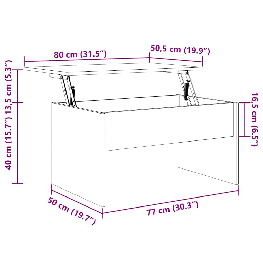 Salontafel Zwart Eiken 80 x 50,5 x 41,5 cm Bewerkt hout is nu te koop bij PeponiXL, paradijselijk wonen!