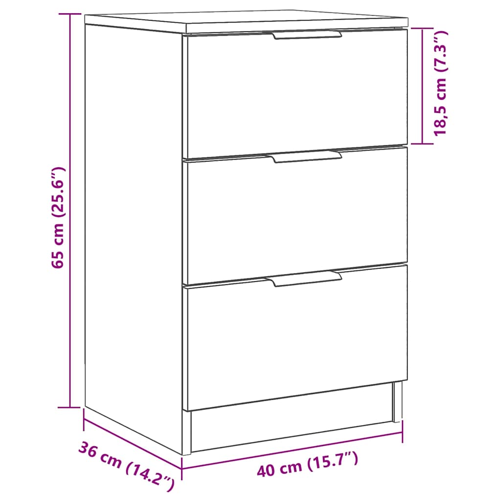 Nachtkastje met lade Zwart Eiken 40 x 65 x 65 cm Bewerkt hout is nu te koop bij PeponiXL, paradijselijk wonen!