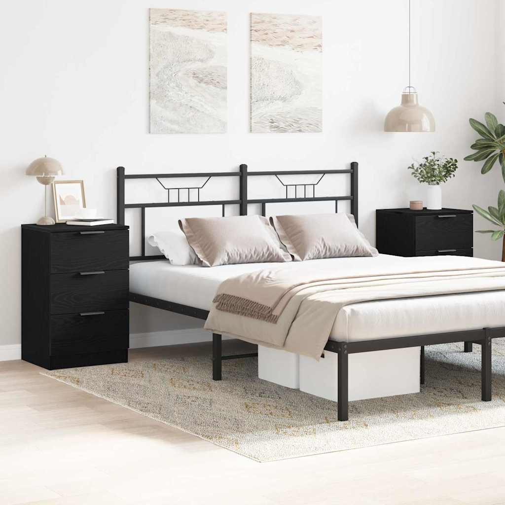 Nachtkastje 2 pcs Zwart Eiken 40 x 65 x 65 cm Bewerkt hout is nu te koop bij PeponiXL, paradijselijk wonen!