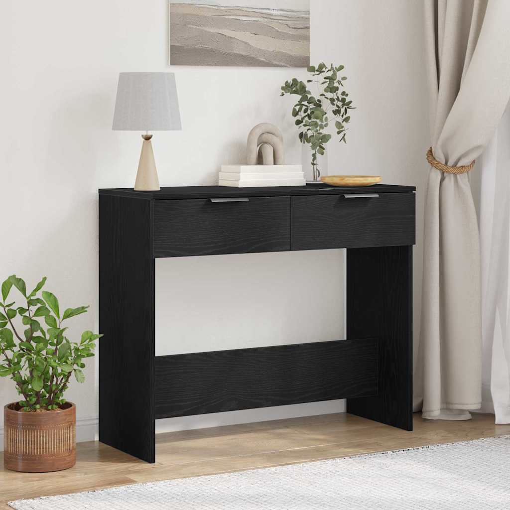 Wandtafel met lade Zwart Eiken 30 x 36 x 75 cm Bewerkt hout is nu te koop bij PeponiXL, paradijselijk wonen!