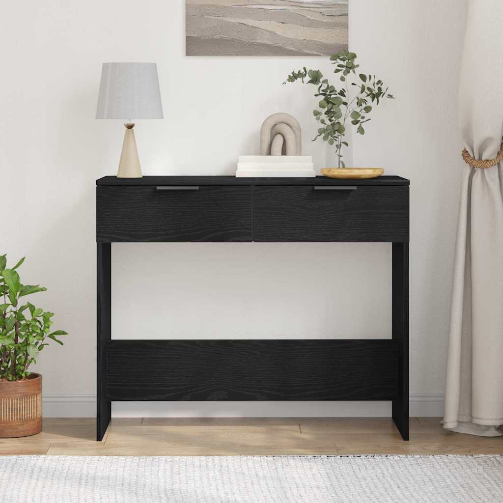 Wandtafel met lade Zwart Eiken 30 x 36 x 75 cm Bewerkt hout is nu te koop bij PeponiXL, paradijselijk wonen!
