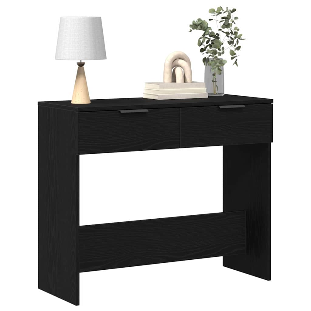 Wandtafel met lade Zwart Eiken 30 x 36 x 75 cm Bewerkt hout is nu te koop bij PeponiXL, paradijselijk wonen!