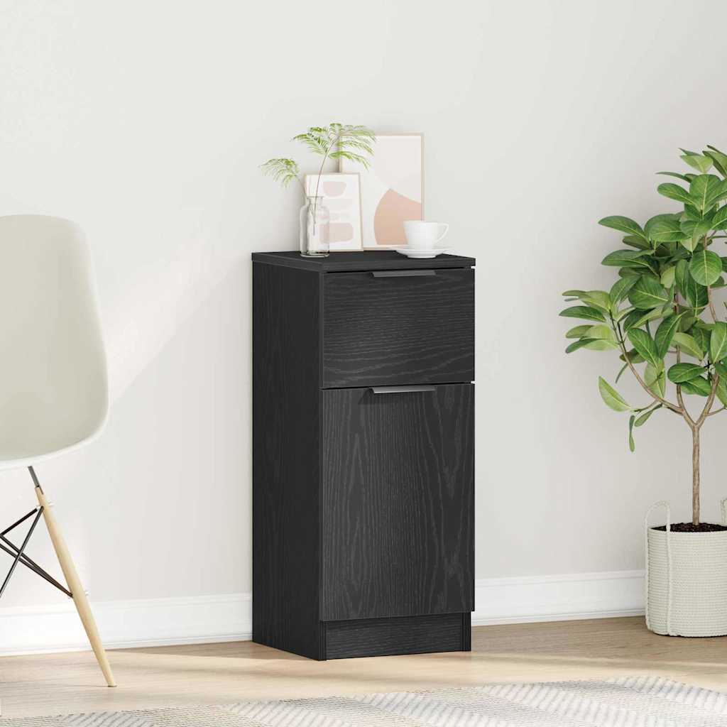Dressoir met lade Zwart Eiken 30 x 30 x 70 cm Bewerkt hout is nu te koop bij PeponiXL, paradijselijk wonen!