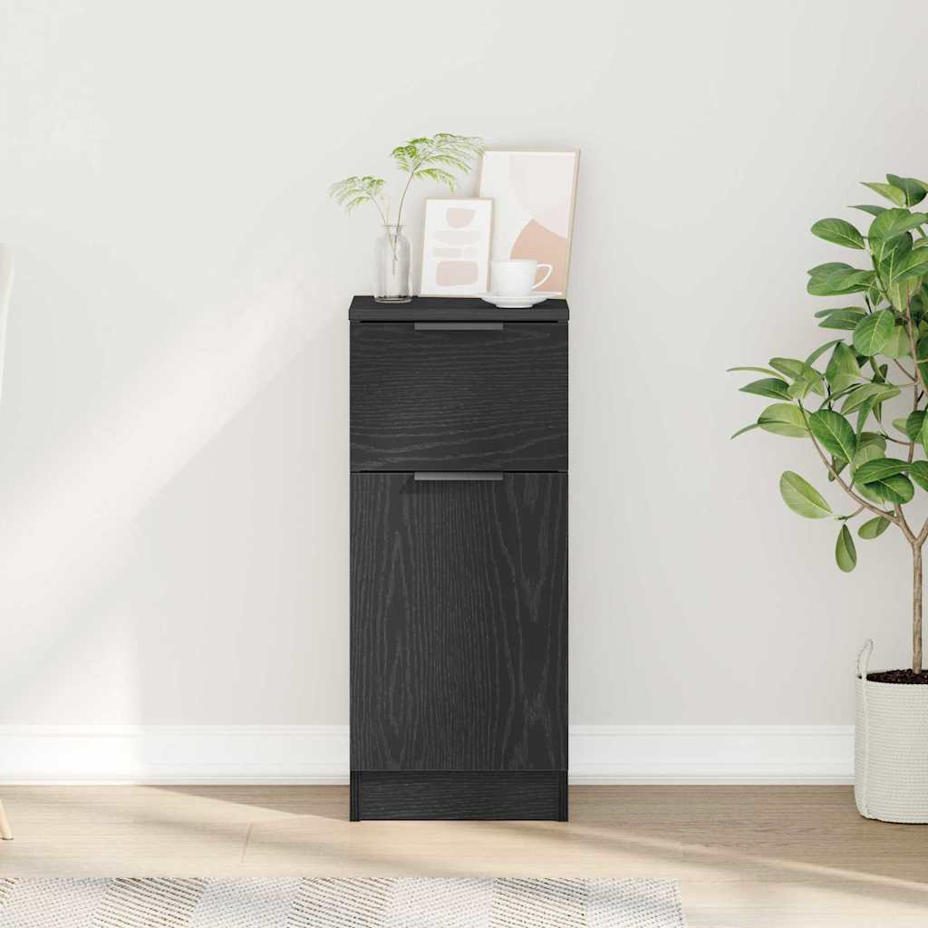 Dressoir met lade Zwart Eiken 30 x 30 x 70 cm Bewerkt hout is nu te koop bij PeponiXL, paradijselijk wonen!
