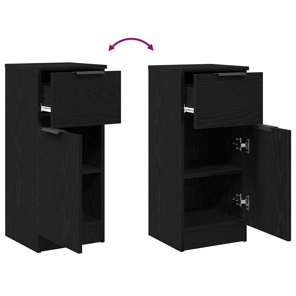 Dressoir met lade Zwart Eiken 30 x 30 x 70 cm Bewerkt hout is nu te koop bij PeponiXL, paradijselijk wonen!