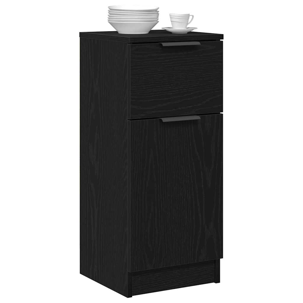 Dressoir met lade Zwart Eiken 30 x 30 x 70 cm Bewerkt hout is nu te koop bij PeponiXL, paradijselijk wonen!