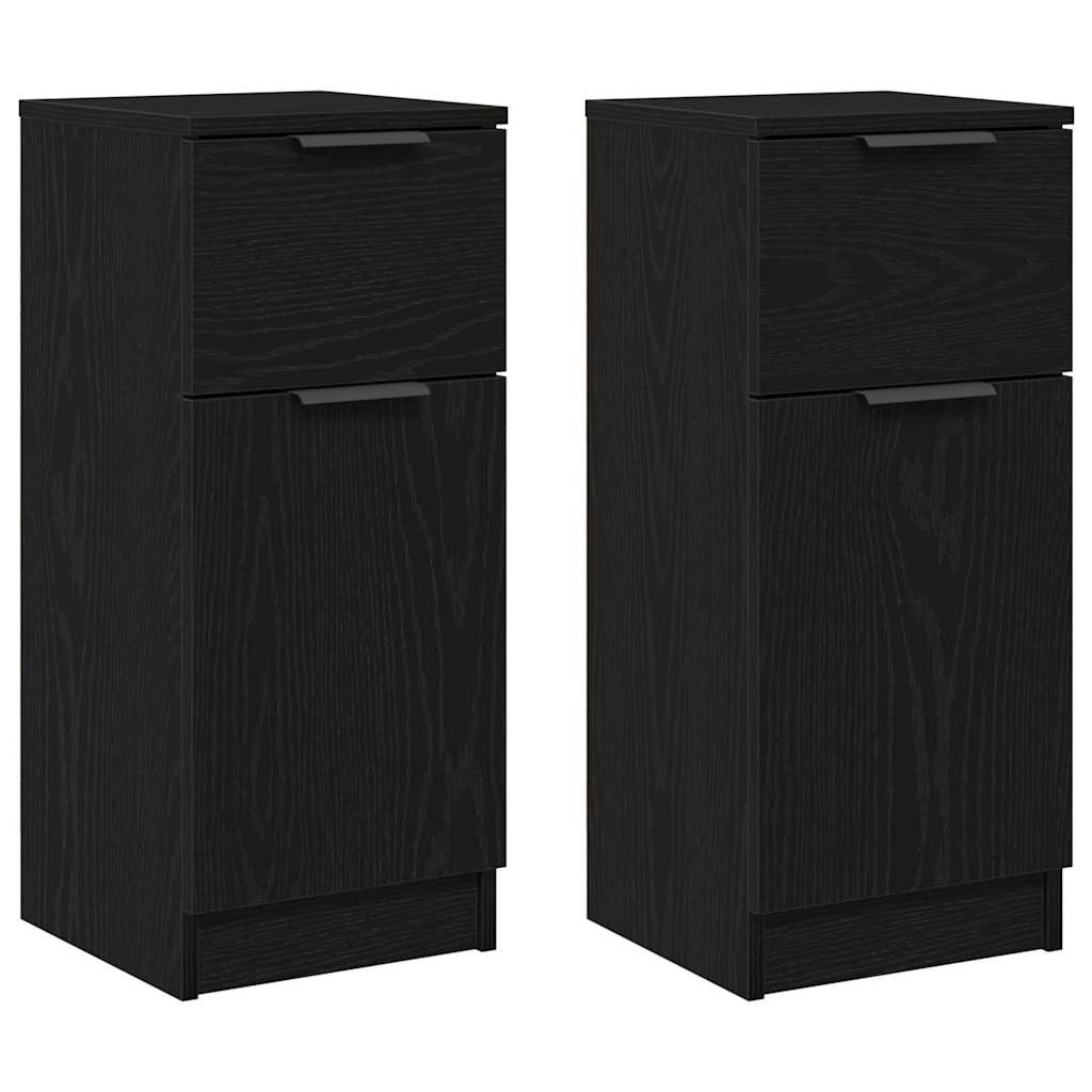 Dressoir 2 pcs Zwart Eiken 30 x 30 x 70 cm Bewerkt hout is nu te koop bij PeponiXL, paradijselijk wonen!