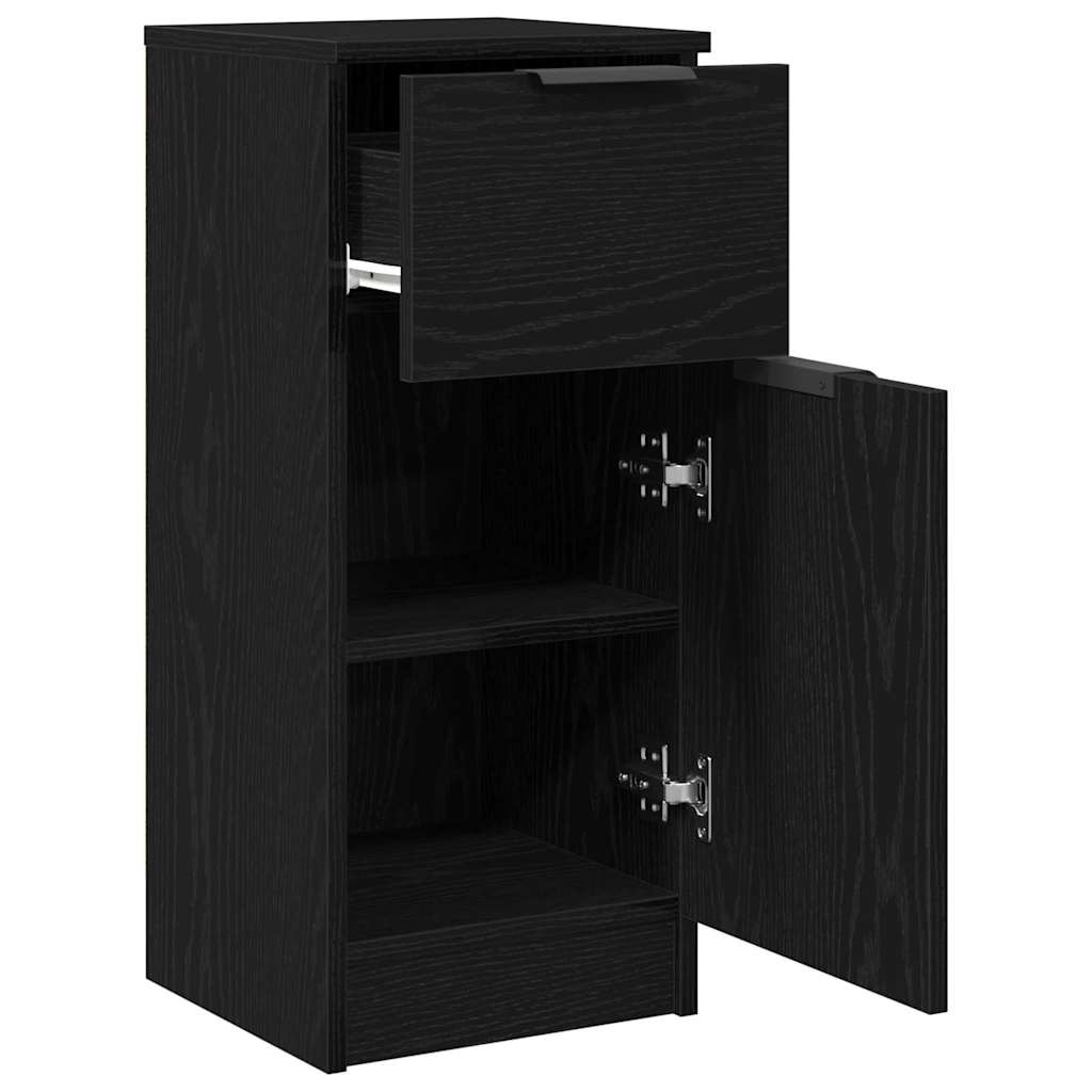 Dressoir 2 pcs Zwart Eiken 30 x 30 x 70 cm Bewerkt hout is nu te koop bij PeponiXL, paradijselijk wonen!