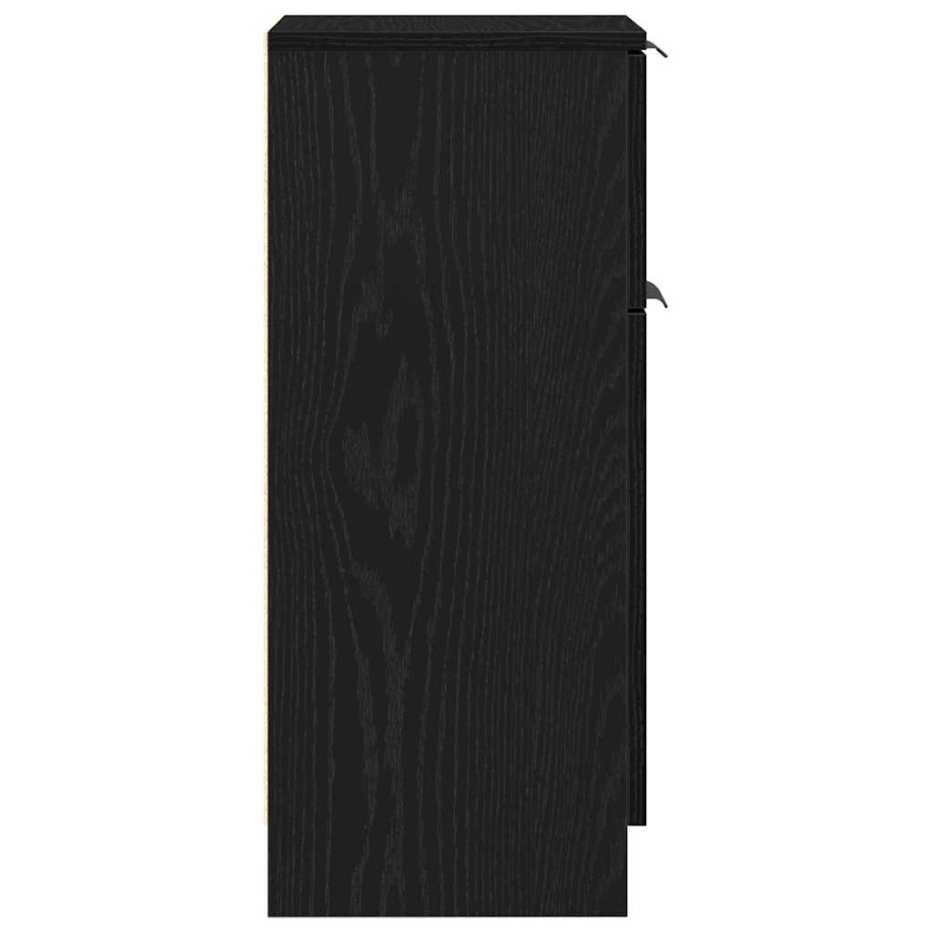 Dressoir 2 pcs Zwart Eiken 30 x 30 x 70 cm Bewerkt hout is nu te koop bij PeponiXL, paradijselijk wonen!