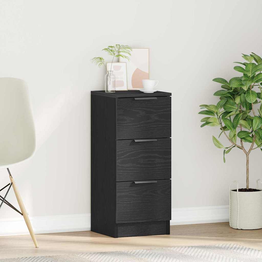 Dressoir met lade Zwart Eiken 30 x 30 x 70 cm Bewerkt hout is nu te koop bij PeponiXL, paradijselijk wonen!