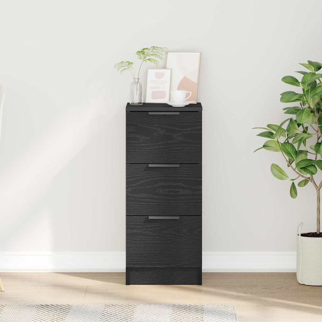 Dressoir met lade Zwart Eiken 30 x 30 x 70 cm Bewerkt hout is nu te koop bij PeponiXL, paradijselijk wonen!