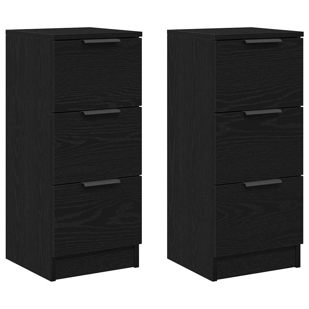 Dressoir 2 pcs Zwart Eiken 30 x 30 x 70 cm Bewerkt hout is nu te koop bij PeponiXL, paradijselijk wonen!