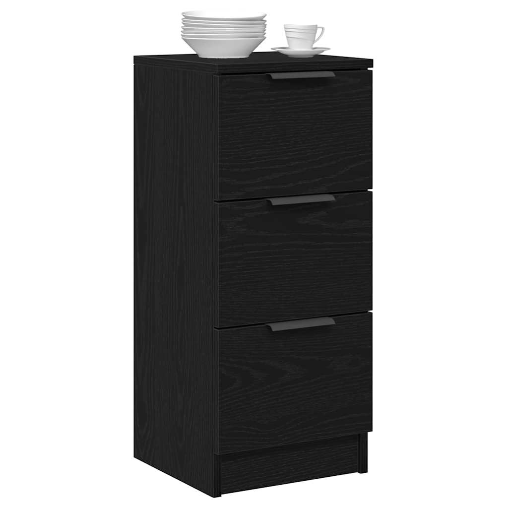 Dressoir 2 pcs Zwart Eiken 30 x 30 x 70 cm Bewerkt hout is nu te koop bij PeponiXL, paradijselijk wonen!