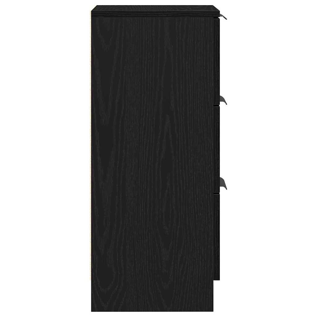 Dressoir 2 pcs Zwart Eiken 30 x 30 x 70 cm Bewerkt hout is nu te koop bij PeponiXL, paradijselijk wonen!