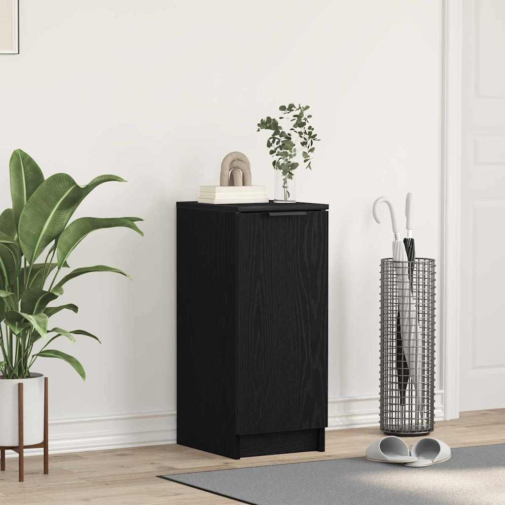 Schoenenkast Zwart Eiken 29,5 x 35 x 70 cm Bewerkt hout is nu te koop bij PeponiXL, paradijselijk wonen!