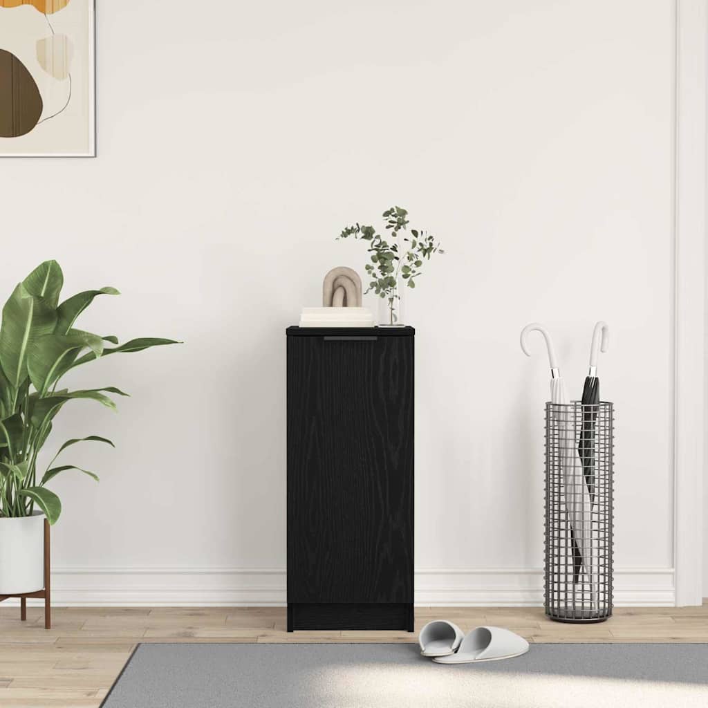 Schoenenkast Zwart Eiken 29,5 x 35 x 70 cm Bewerkt hout is nu te koop bij PeponiXL, paradijselijk wonen!